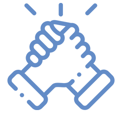 Icon Fortbildung blaue ineinander greifende Hände