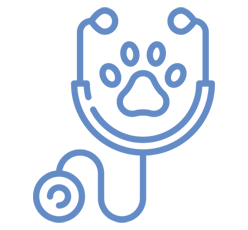 Icon blaue Umrandung eines Stetoskopes