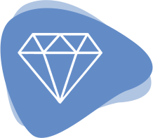 Ein Weißes Diamant Icon auf blauem Hintergrund